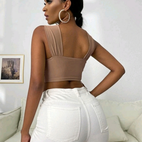 Cross Wrap Crop Tank Top - Picture 4 of 6